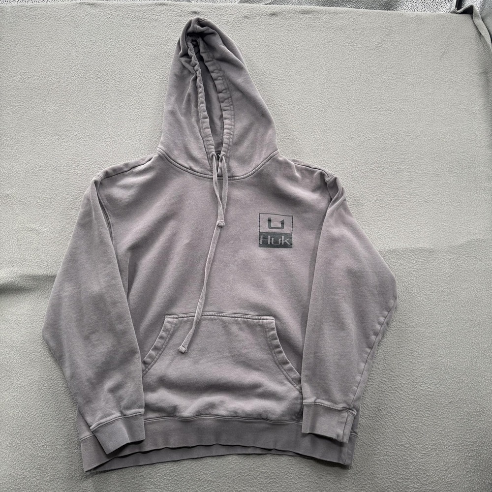 Huk Hoodie Mens Large Purple Fleece Pullover Sweatshirt Kangaroo Pocket Logo